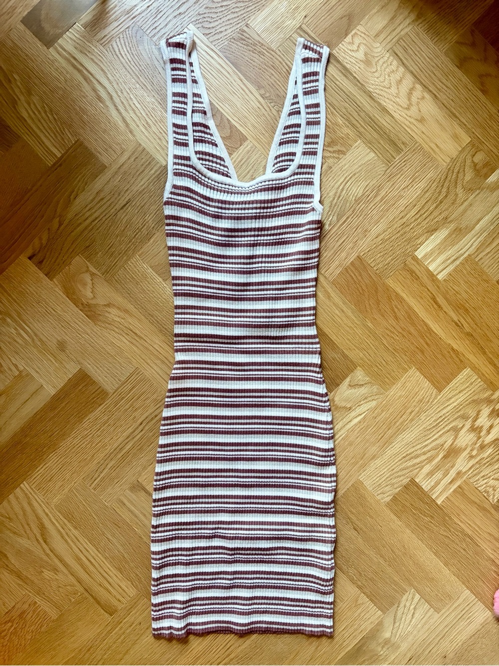 Abercrombie & Fitch Brown and White Striped Reversible Knit Mini Dress